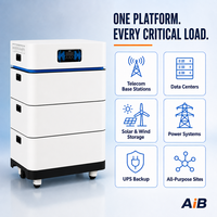 Système de stockage d'énergie tout-en-un empilable AiB 6,5 kW 15,36 kWh LiFePO4 51,2 V 200 A pour la maison, les télécommunications, l'énergie solaire hors réseau, usine OEM