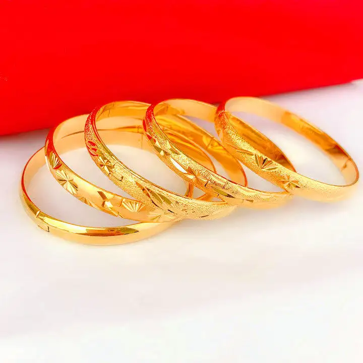 Hadiah perhiasan Fashion Ayatul Kursi terukir 6mm baja tahan karat 18k berlapis emas klasik gelang terbuka