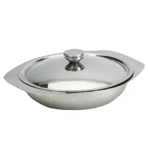 Round Stainless Steel Metal Restaurant Catering Vegetable Serving Dishes With Lid