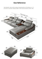 Ensemble de canapés en cuir moderne en forme de L avec interface USB, combinaison d'angle pour atelier et salon, revêtement en cuir véritable