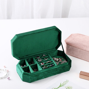 Factory Elegant Velvet Jewelry Storage <b>Box</b> Travel Portable Vintage Octagonal Jewelry Storage <b>Box</b> for <b>Rings</b> Pendants Necklaces - Product Image 3