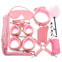 Hochwertiges 10-teiliges PU-Hand- und -Handgelenkfesseln-Fußfesseln-Set für Bondage, SM-Set, Sklavenset, BDSM-Fessel-Sexspielzeug für Paare