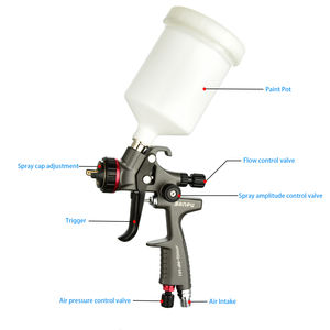 <span class=keywords><strong>Pistola</strong></span> a Spruzzo Professionale da 1,3 mm con Serbatoio a Gravità da 600 ml per Applicazione di Vernice a Base d'Acqua di Alta Qualità per Settore Automobilistico - Product Image 2