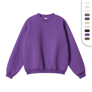 Sweatshirts unisexes en poly coton polaire 345GSM avec logo personnalisé Chemises à col rond unies colorées Sweatshirts pullover - Product Image 1