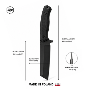 มีดทำมือ O2 Steel Tactical Tanto Bushcraft ใบมีดแบบ Fixed Blade ด้ามจับแบบ Full Tang พร้อมปลอก Kydex คุณภาพ DIY เกรด OEM ปรับแต่งได้ - Product Image 2