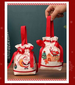 Nouveauté 2026 : Sac en toile à cordon personnalisé avec logo Père Noël, petit format, idéal pour emballer les cadeaux - Product Image 2