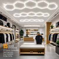Plafonnier LED hexagonal pour garage, étanche IP65, 110-220V, CCT RGB, dimmable, système de grille avec connecteurs modulaires