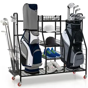 JH-Mech Soporte de Bolsa de Golf de Tamaño Extra Grande, Soporte para 2 Bolsas de Golf, Organizador de Almacenamiento de Metal para Garaje