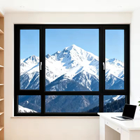 Fenêtre à battant moderne à cadre étroit en alliage d'aluminium, double vitrage trempé en acier inoxydable, coupe-vent pour maison et bureau