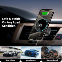 Chargeur de voiture sans fil magnétique Qi2 25W, support de téléphone pour grille d'aération, 20 aimants N52, LED bleue, crochet de charge rapide automatique universel
