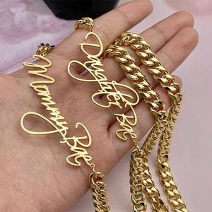 Collar de cadena cubana de 8MM de espesor, collar de acero inoxidable con nombre personalizado para colgante de hip hop, novedad - Product Image 1