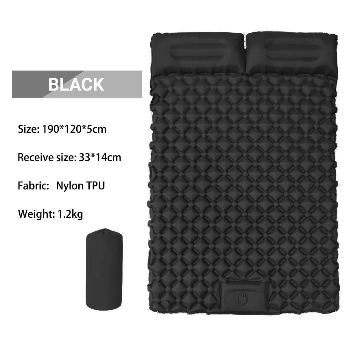 Double size, 190*120*5cm [Black]