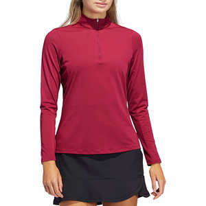 T-shirts à manches longues de créateur avec logo personnalisé imprimé T-shirts pour femmes avec quart de fermeture éclair en polyester - Product Image 1