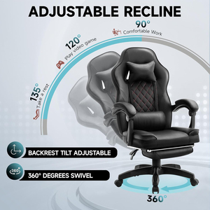 <span class=keywords><strong>Bosnia</strong></span> popular buen proveedor Gaming stolica Pu cuero ordenador escritorio silla Racing silla Gaming negro con reposapiés - Product Image 4