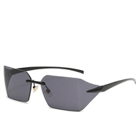 Lunettes de soleil sans monture à verres incurvés pour femmes et hommes, en métal, tendance, personnalisées, rétro, cyber