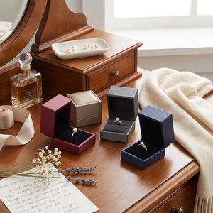 Customized Luxury Gold Silver <b>Black</b> Brushed PU Leather Jewelry <b>Box</b> Custom Logo for Ring Pendant Necklace Bracelet Packaging - Product Image 3