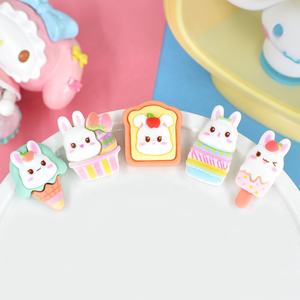 Cabujón de resina de base plana con diseño de conejo lindo y postre de helado, estilo comida de dibujos animados, para manualidades, álbumes de recortes, decoraciones y accesorios para fundas de teléfono DIY - Product Image 2
