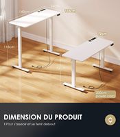 Bureau debout électrique moderne OffiGo 140 cm avec USB intégré, 2 fonctions de mémoire, design ergonomique en bois pour le travail, les études et les jeux