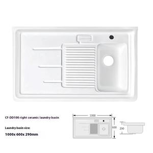 Bacia de Cerâmica para Máquina de Lavar Roupa de Tambor, com Instalação em Armário, com Recorte para Lavador, para Lavanderia de Varanda - Product Image 4