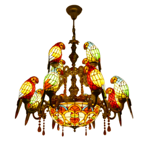 SIMIG Tiffany stil Vintage vitray avize papağan kuş avize lamba kırsal oturma odası için asılı ışıklar - Product Image 1