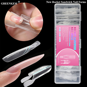 Nouvelles 120 pièces/boîte Formes à ongles <span class=keywords><strong>Rocket</strong></span> Sandwich pour extension rapide, sans papier, pour gel de construction et nail art - Product Image 1
