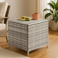 Boîte de rangement multifonctionnelle pour terrasse, table basse latérale en rotin pour patio, balcon et jardin.