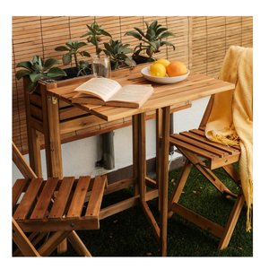 Ensemble de jardin moderne Minh Phuoc Furniture, nouveau, en acacia, style bistrot, 4 places, pour l'extérieur et l'intérieur, résistant aux taches d'huile. - Product Image 5