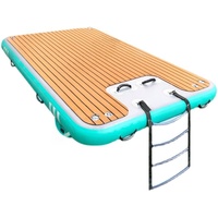 Plateforme flottante gonflable portable et pliable avec tapis antidérapant et poignées pour fêtes aquatiques en extérieur