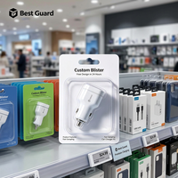 Emballage de vente au détail personnalisé en blister pour adaptateur chargeur, blister transparent en PET pour accessoires d'alimentation des appareils mobiles