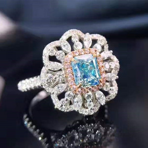 Gioielli Nuziali in Diamanti dell'Arabia Saudita, Doppio Uso, Oro 18k, Diamante Naturale Blu Intenso Fancy AGL <span class=keywords><strong>VS</strong></span> 1.02ct, Collana con Pendente e Anello - Product Image 5