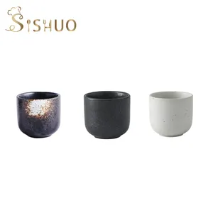 200Ml Japanse Witte Outer Mat Zwart Persoonlijke Handgemaakte Keramische Porselein Koffie Thee Mok Cup Geen Handvat