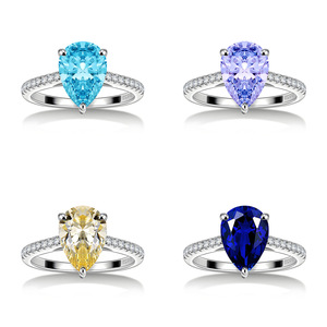 Nuovo Anello di Lusso <span class=keywords><strong>in</strong></span> Argento Sterling 925 con Zirconia Taglio Pera Viola 8*12, Anello a Goccia d'Acqua per Donna, Gioielli Raffinati all'Ingrosso - Product Image 2