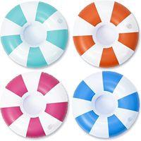 Lot de 4 flotteurs gonflables vintage à rayures pour boissons, porte-boissons de piscine, accessoires de camping en PVC plastique