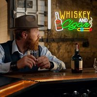 Enseigne néon LED Whisky et Cigares - Décoration murale personnalisée pour salon, bar à domicile, pub, club - 12V