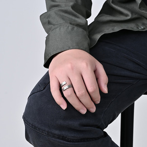 Nordic Viking Letter <b>Titanium</b> Steel <b>Ring</b> Open Design Unisex Jewelry Gift - Product Image 2
