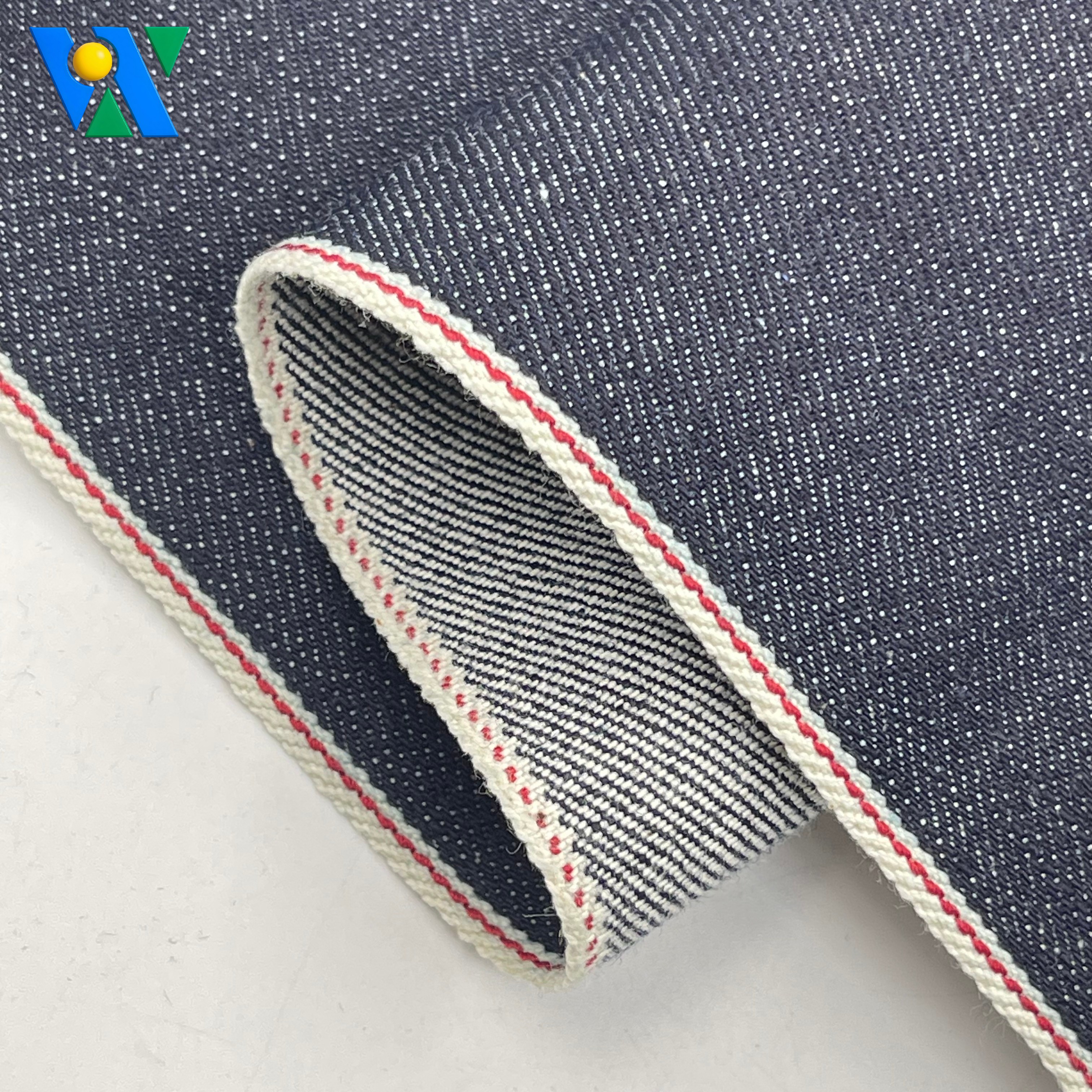 14.4oz 100% Cotton Selvedge Raw Denim Fabric Wholesale Twill Woven Warp Slub Style Dark Blue High Quality Selvedge Jeans Fabric
