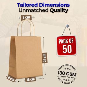 Bolsa de Papel Kraft Clásica Reciclada Ecológica Personalizable con Logotipo Personalizado para Comida para Llevar, Regalos, Compras y Empaque - Product Image 3