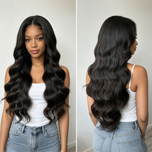 Perruques en cheveux humains naturels ondulés, couleur naturelle, 13x6, cheveux brésiliens bruts, perruques frontales en dentelle HD, 24 pouces, douces et élastiques - Product Image 3