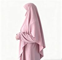 Robe saoudienne Kihmar + Abaya fermée 100% polyester à manches ballon, ensemble de prière musulman pour femmes, tenue islamique unie à volants