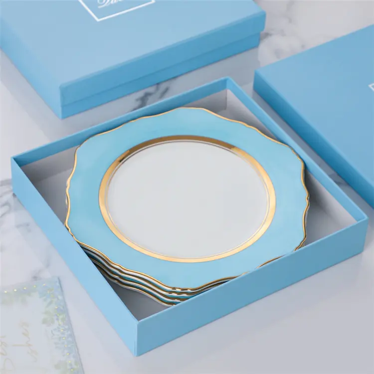 PITO Luxury 11" Blue Floral Dinnerware Plates Set Tableware Party Wedding Dinner Plates Charger Bone China Hotel Use Gift Set