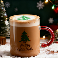 Mug en verre classique de 400 ml avec motif de Noël, pour thé, café, jus, verre à boire avec décalcomanie de Noël, mug en verre transparent