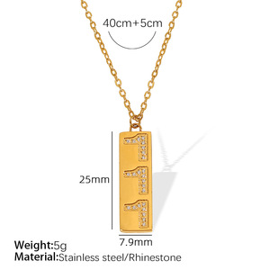 Collar de circonita cuadrada estilo INS, amuleto de la suerte, personalizado, apilable, cadena para clavícula para mujer - Product Image 4