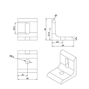 Produsen China 6005 Braket Bentuk L 2 Lubang untuk Profil Aluminium 40*40mm dengan Slot T 20 30 40 25 Braket Berlubang - Product Image 3