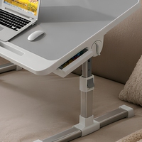 Bureau de lit réglable en hauteur avec porte-gobelet et emplacement pour tablette pour le travail et les études à domicile - Solution de poste de travail efficace