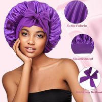 Vente Chaude : Bonnet en Satin Double Couche avec Long Lien, Grande Taille, Chapeau de Nuit Réversible pour Femme