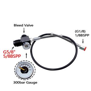 Adaptateur de remplissage pour station de plongée sous-marine 5/8BSPP G5/8 DIN300 avec manomètre et tuyau micro-poreux DN3 pour gonflage d'air - Product Image 4