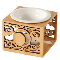 Lampe à parfum Moon Bamboo Brûleur à huile Aromathérapie pour la décoration de la maison Brûleur à cire en céramique avec bougeoir