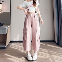 Celana Pendek Denim Wanita Model Wide-leg Real-shot Workwear Musim Panas 2026 Terbaru Multi-saku Longgar Menampilkan Bentuk Tubuh Ramping Tinggi