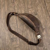 Sac banane vintage en cuir Crazy Horse pour hommes sacs à bandoulière en cuir imperméable pour la taille sac de taille pour hommes