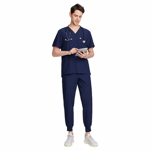 Uniformes Médicos Antiabsorbentes de Tejido con Cuello en V, Personalizados, de Spandex Ecológico, Elásticos en 4 Direcciones, Conjuntos de Uniformes para Enfermeras de Hospital - Product Image 3